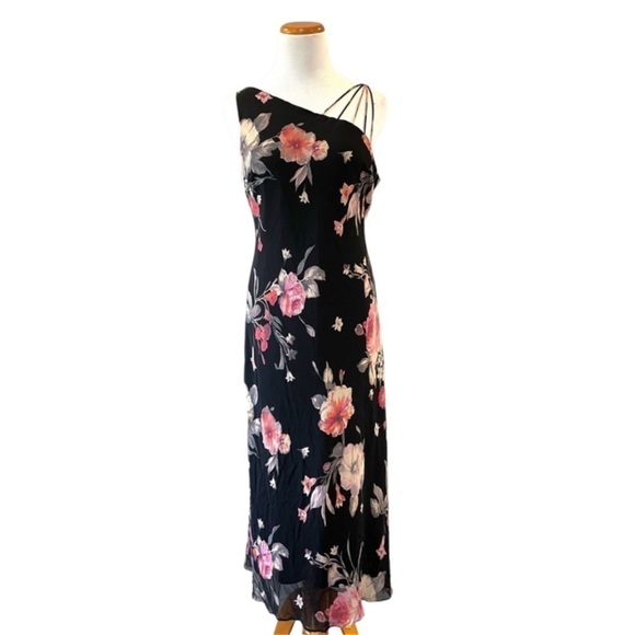 Vintage Asymmetrical One-Shoulder Midi Floral Dress - Picture 9 of 14